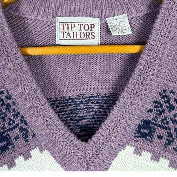 Vintage 90s Grandpa Sweater, Fair Isle, Knit Pullover, Oversized - Picture 4 of 7